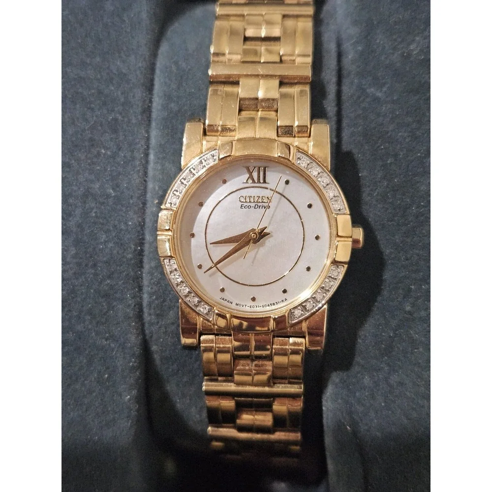 Citizen E031 Eco Drive Gold Japan Mvt Womens Dress Watch with Diamond Bezel MOP - Picture 13 of 16